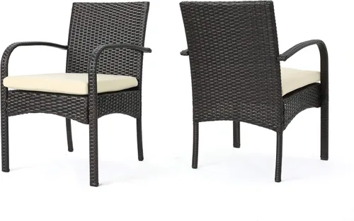 Christopher Knight Home Córdoba - Sillas de comedor de mimbre PE para exteriores, juego de 2 piezas, multicolor