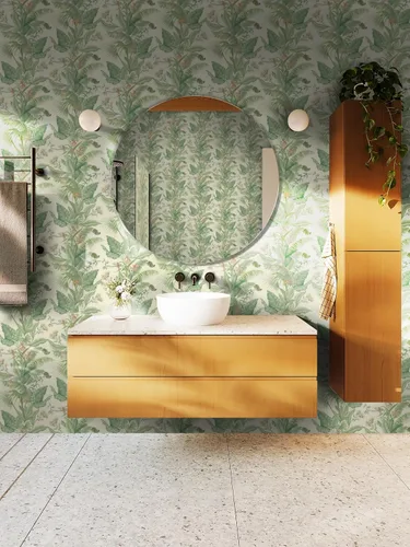Miniatura 6 de Ismoon Papel tapiz tropical para despegar y pegar, hojas de selva, papel adhesivo verde extraíble, 16.1 x 197 pulgadas, rollo de vinilo para baño