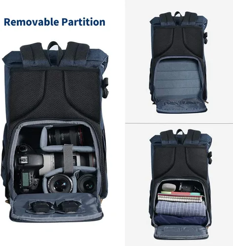 Miniatura 6 de K&F CONCEPT Mochilas para cámara para fotógrafos, bolsa de viaje para trípode, lente, accesorio con compartimento para laptop y cubierta contra
