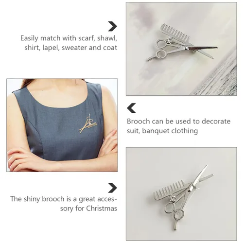 Miniatura 9 de GALPADA 12 piezas brillantes mini joyería de peluquería para tijera peluquero decoración traje herramientas plata pin peine oro collar suéter