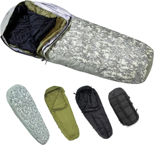 Miniatura 10 de MT Sistema de sacos de dormir modulares militares del ejército, múltiples capas con cubierta Bivy para todas las estaciones, bosque/multicámara