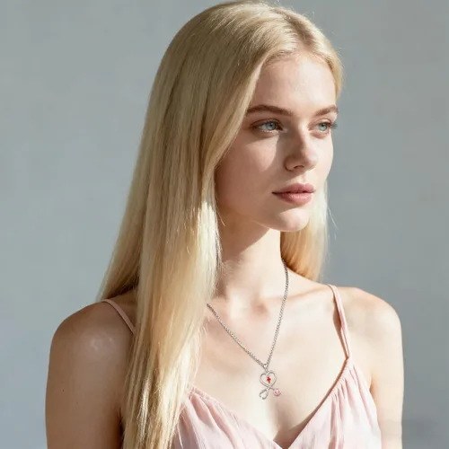 Miniatura 165 de Collar de alas de ángel de plata de ley 925, ángel de la guarda, enfermera RN caduceo, dije de ángel de cristal, joyería de regalo para mujer