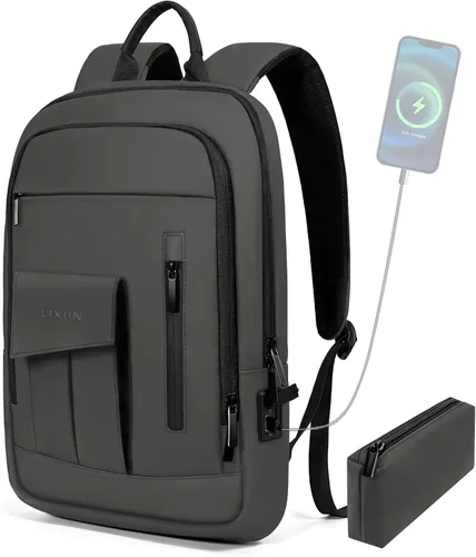 Miniatura 15 de Mochila de negocios para hombres antirrobo resistente al agua mochila de desplazamiento para portátil de 15.6 pulgadas para el trabajo diario, Negro