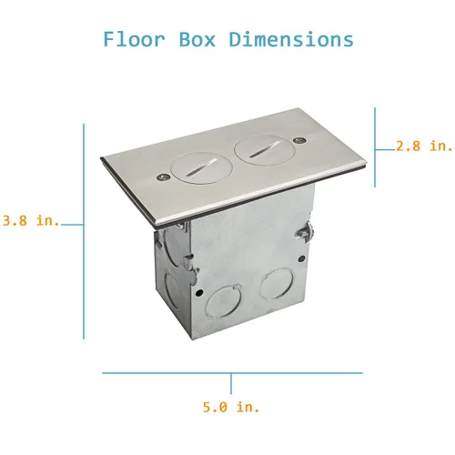 Miniatura 6 de ENERLITES Kit de caja de piso con tapa de rosca, 12,7 cm x 7,1 cm, 1 banda, receptáculo dúplex de 20 A resistente a manipulaciones y a