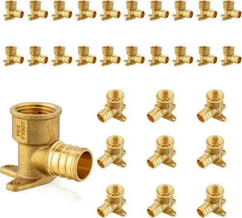 Miniatura 7 de Paquete de 5 accesorios PEX, adaptador de codo de oreja NPT roscado hembra Pex de 1/2 pulgadas x 1/2 pulgadas, accesorios de engarce de latón