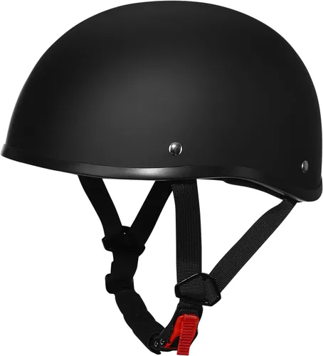 Miniatura 8 de Casco de media cara para motocicleta con diseño de calavera y crucero, aprobado por DOT Brillo negro