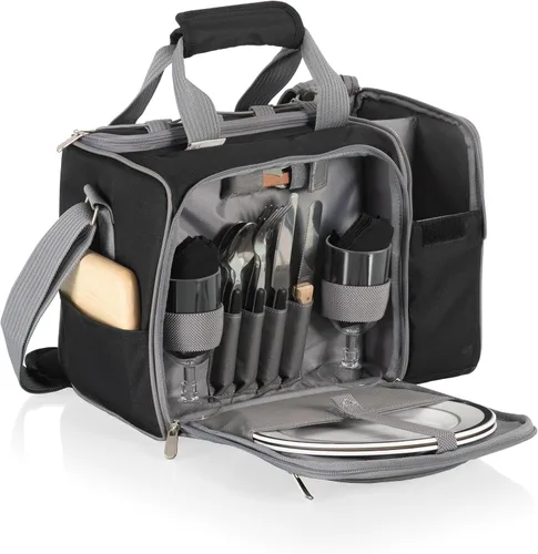Miniatura 4 de PICNIC TIME Malibu - Enfriador de cesta de picnic, bolsa de almuerzo de servicio completo para 2, bolsa nevera moderna y fácil de llevar, bolsa