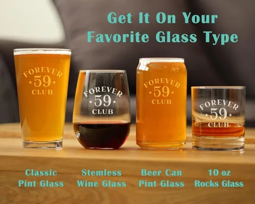 Miniatura 6 de Bevvee Forever 59 Club - Copa de vino sin tallo, regalos de 60 cumpleaños para mujeres y hombres que cumplen 60 años, decoración de fiesta