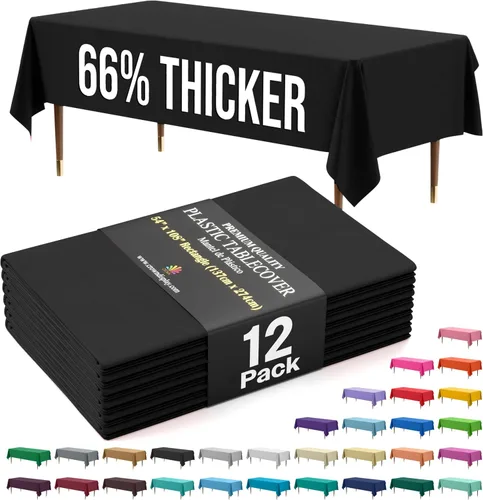 Miniatura 88 de Exquisite 66% Thicker Premium Plastic Table Cloth Rectangle Table Cover 0.5 Mil 6 Pack Aqua Table Cloth 54 Inch x 108 Inch Disposable Tablecloth
