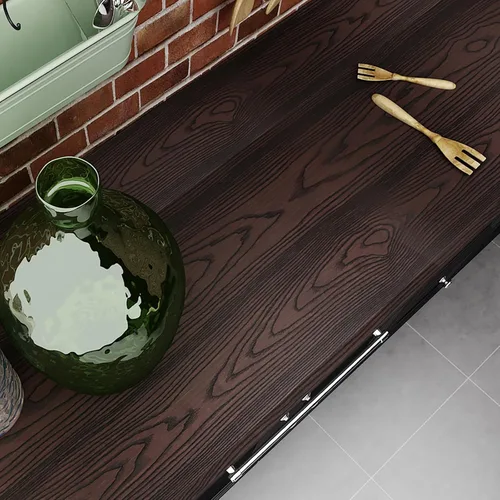Miniatura 3 de Livelynine Papel de contacto de madera de roble oscuro para encimeras de escritorio, despegar y pegar, envoltura de vinilo de grano de madera
