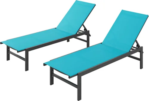 Miniatura 10 de Vexwalx Sillón para exteriores para piscina, tumbonas de aluminio con sillón reclinable de 5 posiciones, silla de patio para patio trasero, junto a