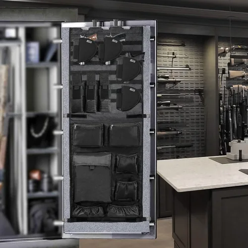 Miniatura 7 de Organizador de puerta para caja de armas, Panel de puerta para caja de armas Molle con soporte para pistola y bolsa para cargadores, se ajusta a