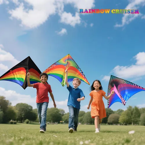 Miniatura 8 de ORGCLDKT-Rainbow Cruiser Delta Kite, Kites for Kids Ages 8-12,4-8,Boys,Girls,Kites for Adults,Beach,Beginners,Giant.1Pc or 3Pcs Pack. Easy to Fly.