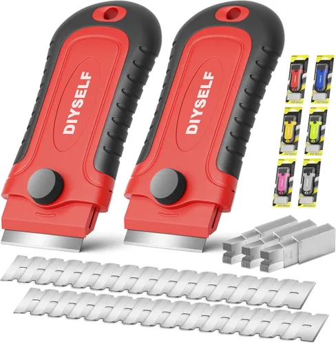 Miniatura 13 de DIYSELF 1 paquete de raspador de hoja de afeitar con 15 cuchillas adicionales, herramienta raspadora para limpiar ventanas, pintura, estufa, horno