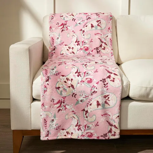 Miniatura 4 de Vera Bradley Manta de felpa de forro polar Botánico Paisley Rosa