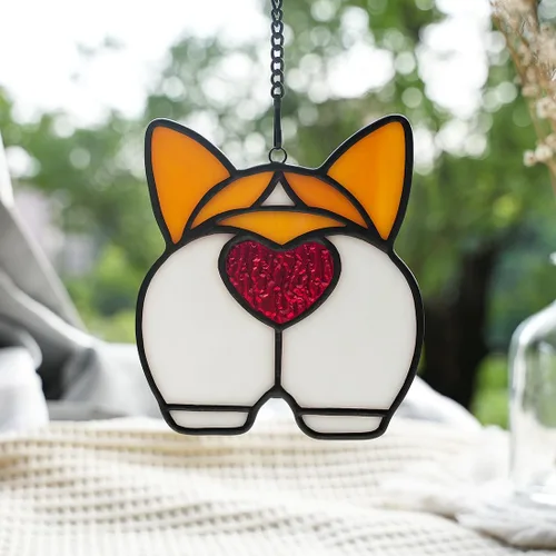 Miniatura 2 de BOXCASA Corgi Dog - Atrapasoles para colgar en la ventana, divertido atrapasoles para colgar en la ventana, regalos para amantes de los perros