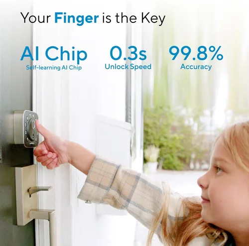 Miniatura 2 de ULTRALOQ Cerradura inteligente de huellas dactilares Bolt con sensor de puerta, cerrojo WiFi integrado con huella digital, código, aplicación, Negro