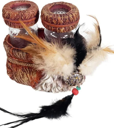 Urbalabs vaquero occidental indio plumas tribales nativos americanos salero y pimentero Caddy Farmhouse mesa de comedor decoración de rancho rústico