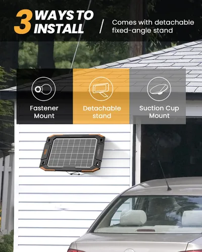 Miniatura 6 de BALDR Cargador de batería solar de 12 V, mantenedor de batería de doble cara impermeable de 13 W, cargador de goteo IP67 MPPT para automóvil, Negro