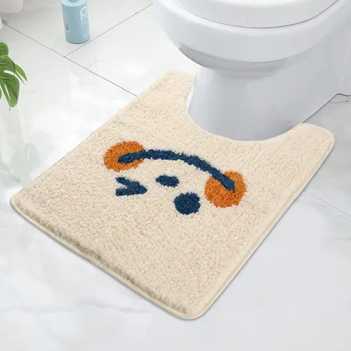 Miniatura 9 de Bonito tapete para inodoro en forma de U, de microfibra ultra suave, antideslizante, absorbente de agua, lavable a máquina, tapete de ducha de 20 x
