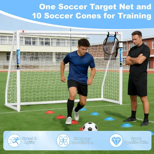 Miniatura 4 de Soccer Goal for Backyard 10×6.5, 8×6 and 6×4 FT Soccer Goals Weatherproof and Portable HPVC Soccer Goal with Soccer Target Net and Carry Bag for