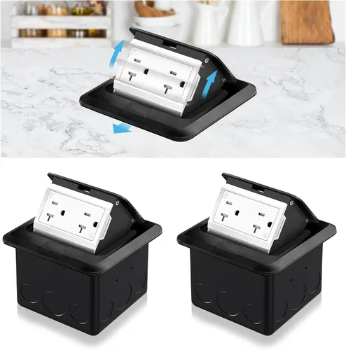 Miniatura 28 de Kit de toma de corriente eléctrica empotrada en el suelo Vagueior, caja de cubierta de toma de corriente eléctrica impermeable, salida GFCI oculta +