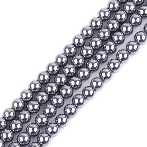 Miniatura 55 de GEM-Inside Cuentas sueltas de piedra natural de lava negra de 8 mm, redondas, piedra de energía para hacer joyas 15' Negro