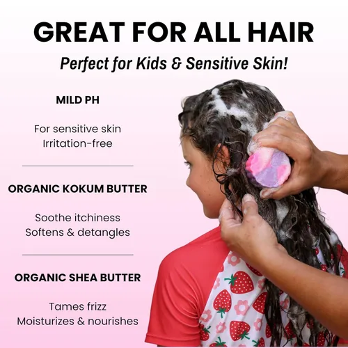 Miniatura 3 de Otter co. Kids Gentle Strawberry Shampoo Bar - Champú para niños pequeños sin lágrimas - Sin sulfatos y no tóxico - Fabricado con ingredientes
