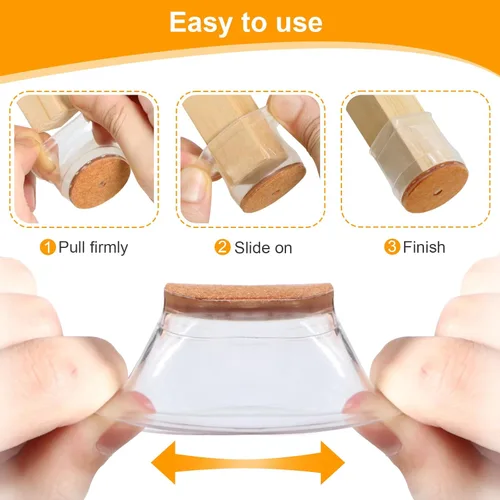 Miniatura 2 de Ansible 36 Pack Protectores de Patas de Silla para Pisos de Madera Dura, Fundas de Silicona y Fieltro, Almohadillas, Tapas, Protegen los Pies