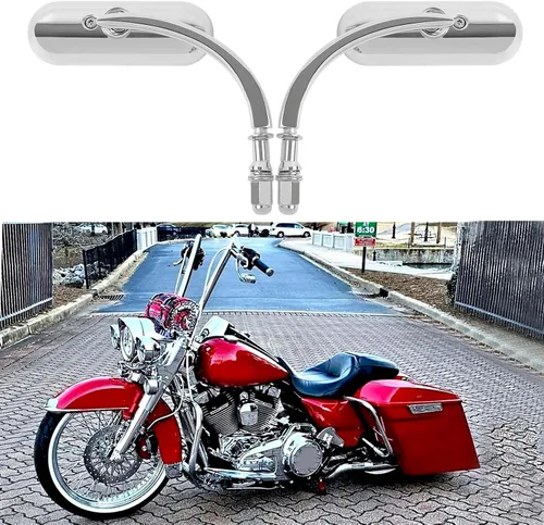 Miniatura 9 de Negro 0.315 in 0.394 in motocicleta mini oval retrovisor espejos para Dyna Softail Touring Sportster 883 1200 Electra Glide Cruisers Choppers
