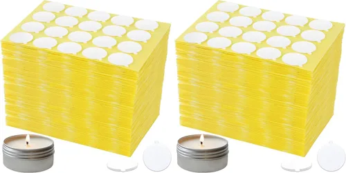 Miniatura 20 de Kit de 240 piezas de fabricación de velas, calcomanías de mecha de vela, suministros para hacer velas, calcomanías de doble cara con la pequeña