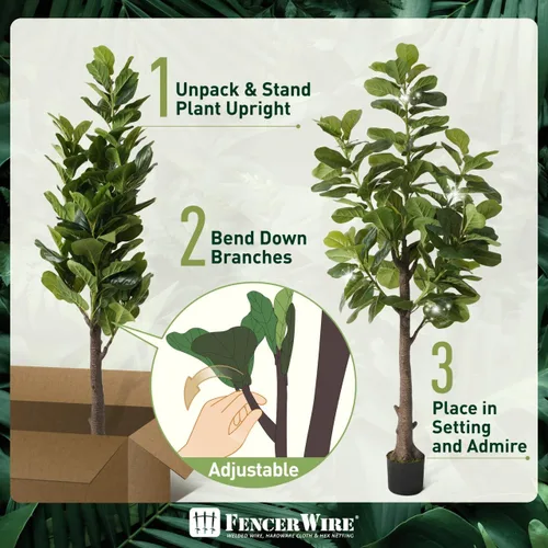 Miniatura 6 de Fencer Wire Árbol de higuera artificial de hoja de violín, 6/7 pies en maceta con musgo seco, para casa, oficina, tienda, árbol sintético de ficus