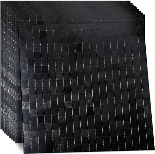 Miniatura 8 de 10 hojas autoadhesivas de mosaico de aluminio para despegar y pegar, paneles de pared 3D para cocina y baño (12 x 12 pulgadas, bronce)