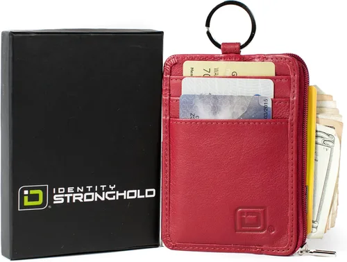 Miniatura 6 de RFID Slim ID - Cartera con bolsillo frontal con cierre de monedero, Rojo, S