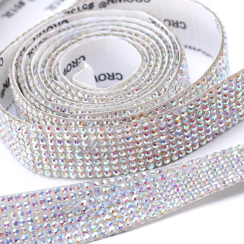 Miniatura 4 de 5 rollos de cinta autoadhesiva de diamantes de imitación con cristal, cinta de diamantes bling con pegatinas de 2 mm para manualidades, bodas