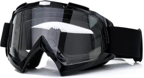 FMY Gafas de motocross para hombres, mujeres y jóvenes, antiarañazos, a prueba de polvo, UV400 ATV Lente negro-transparente