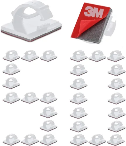 Miniatura 10 de Clips de Cable Autoadhesivos 3M Organizador de Cables, Soporte de Alambre Abrazadera de Gestión Adhesiva para Escritorio Coche Cámara de Tablero