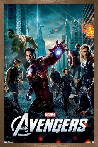Miniatura 15 de Marvel Avengers: Póster de pared de una hoja, 22.4 pulgadas de largo x 14.7 pulgadas de ancho, versión enmarcada de madera de granero