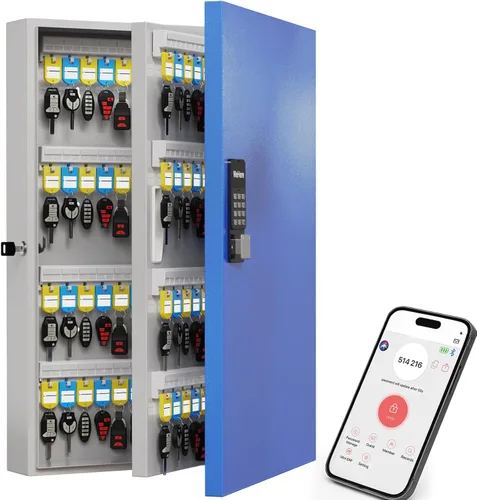 Miniatura 10 de WeHere Caja de bloqueo inteligente de 72 teclas para montaje en pared, gabinete de llaves comercial con aplicación, teclado, Bluetooth y desbloqueo