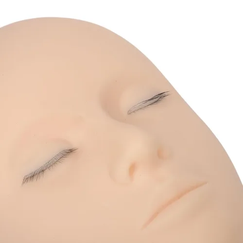 Miniatura 5 de Cabeza de maniquí de pestañas, cabeza de maniquí de extensión de pestañas, cabeza de práctica de goma de maquillaje de 3 capas, cabeza de muñeca