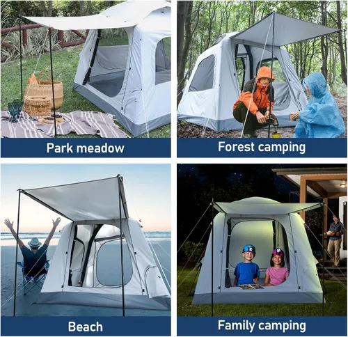 Miniatura 6 de Tienda de Campaña de Instalación Rápida, Tienda de Campaña Inflable Automática para Acampar, Fácil Instalación para 3-4 Personas Glamping al Aire