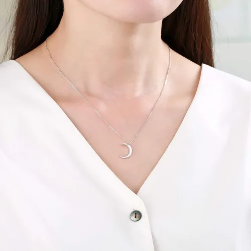 Miniatura 2 de Adabele 1pc Authentic Sterling Silver Cute Crescent Moon Bar Tube Pendant Necklace Layering Jewelry Hypoallergenic Nickel Free Women Girl Birthday