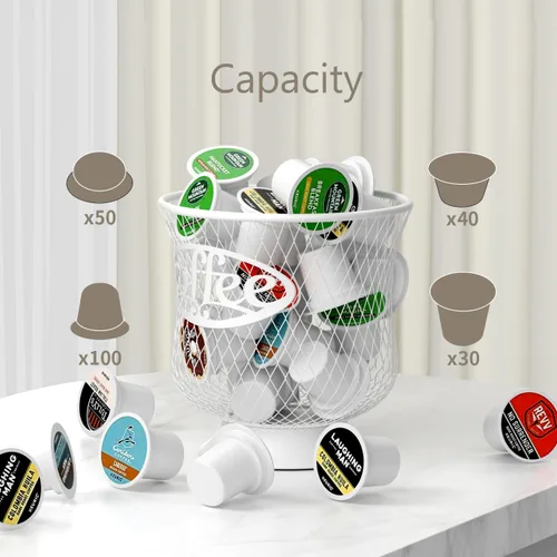 Miniatura 3 de ITHSKUILL Soporte para cápsulas de café, organizador resistente de cápsulas K, almacenamiento de gran capacidad de cápsulas K para cápsulas de Blanco