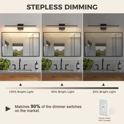 Miniatura 3 de JUSHENG Luces de Tocador Negras para Baño 5CCT Regulables Accesorios de Luces de Tocador para Baño Luz LED de Tocador Barra de Luz de Tocador 24