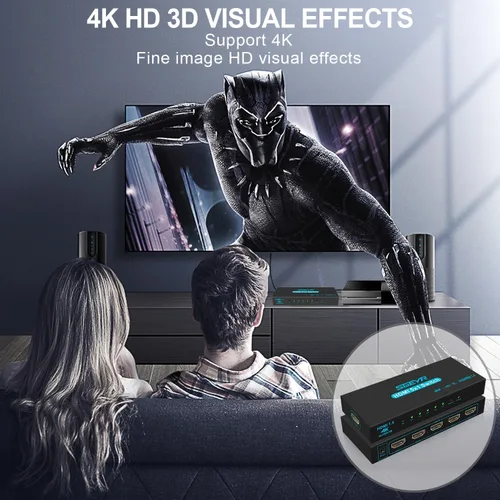 Miniatura 8 de Conmutador HDMI SGEYR 5x1, conmutador HDMI 5 en 1, selector HDMI de 5 puertos, caja con control remoto IR, HDMI 1.4, HDCP 1.4, compatible
