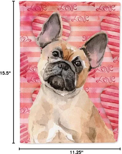 Miniatura 7 de Caroline's Treasures BB9487GF - Bandera decorativa para jardín, diseño de bulldog francés con texto en inglés "Fawn French Bulldog Love"