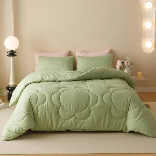 Miniatura 19 de Cottonight - Juego de edredón con girasoles rosas, juego de ropa de cama floral rosado para mujeres y niñas, estilo bohemio y granja chic, manta