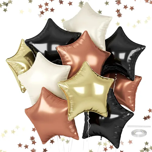 Miniatura 31 de Globos de estrellas rojas, azules y negras, globo de papel de aluminio de 18 pulgadas para helio, paquete de 10 globos rojos y azules, globo de Negro