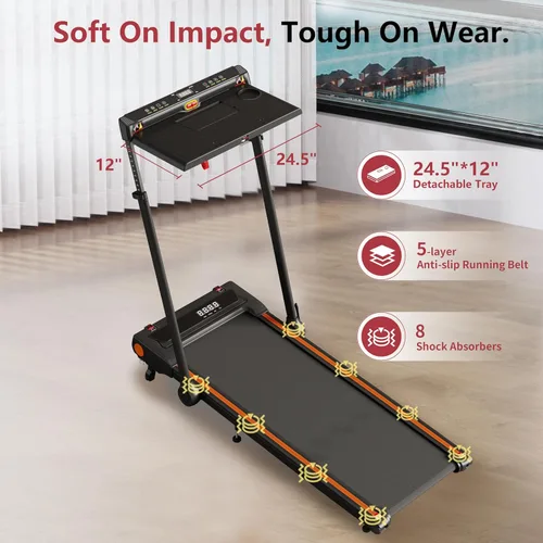 Miniatura 7 de Treadmill with Incline, 3 in 1 Under Desk Treadmill Walking Pad with Removable Desk Workstation 3.5HP Foldable Compact Walking Treadmills for Home