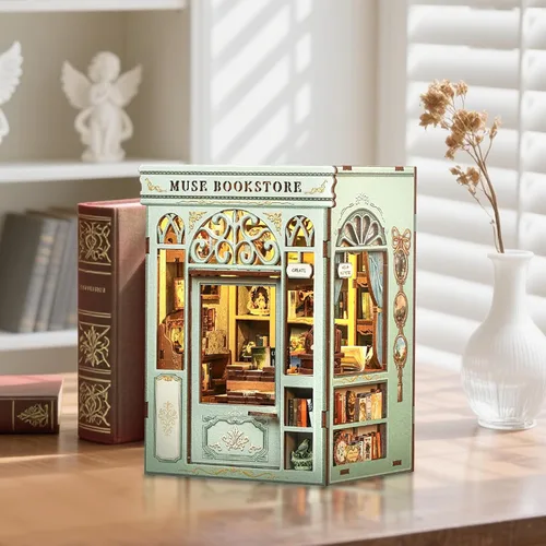 Miniatura 8 de Cutefun Kit de Rincón de Lectura - Kit de Casa de Muñecas en Miniatura DIY 3D, Rompecabezas de Madera Decorativo Creativo para Adultos, Sujetalibros